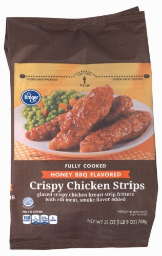 Kroger® Fully Cooked Honey BBQ Crispy Chicken Strips Perspective: front