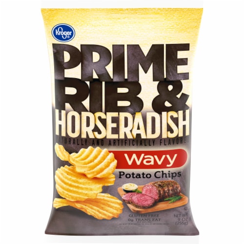 Kroger® Prime Rib And Horseradish Flavored Wavy Potato Chips Perspective: front