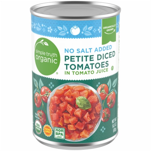Simple Truth Organic™ No Salt Added Petite Diced Tomatoes Perspective: front