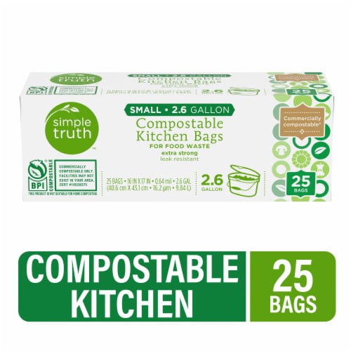 Simple Truth® 2.6 Gallon Compostable Small Kitchen Trash Bags Perspective: front