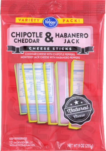 Kroger® Chipotle Cheddar & Habanero Jack Cheese Sticks Perspective: front