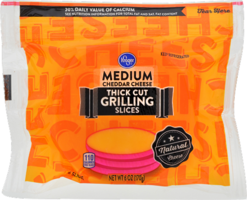 Kroger® Medium Cheddar Thick Grilling Slices Cheese Perspective: front
