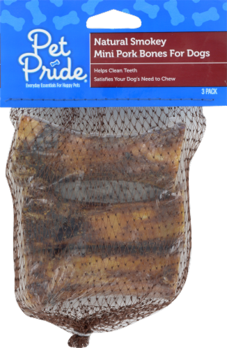 Pet Pride® Natural Smoky Mini Pork Bones for Dogs Perspective: front