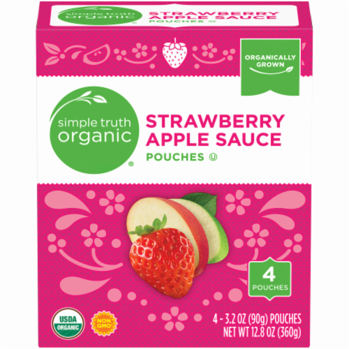 Simple Truth Organic® Strawberry Applesauce Pouches Perspective: front
