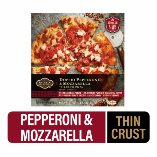 Private Selection® Doppio Pepperoni & Mozzarella Thin Crust Frozen Pizza Perspective: front