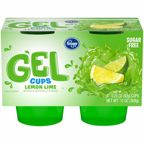 Kroger® Sugar Free Lemon Lime Gel Cups 4-3.25 oz Cups Perspective: front