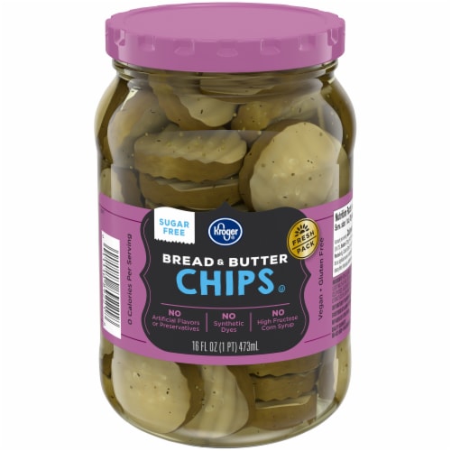 Kroger® Sugar Free Bread & Butter Chips Perspective: front