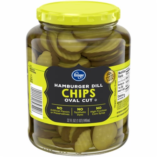 Kroger® Oval Cut Hamburger Dill Chips Perspective: front