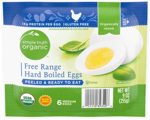 Simple Truth Organic™ Free Range Peeled & Ready to Eat Hard Boiled Medium Eggs Perspective: front