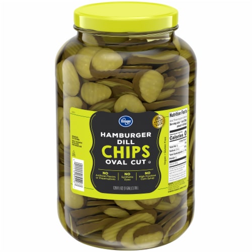 Kroger® Oval Cut Hamburger Dill Pickle Chips Perspective: front