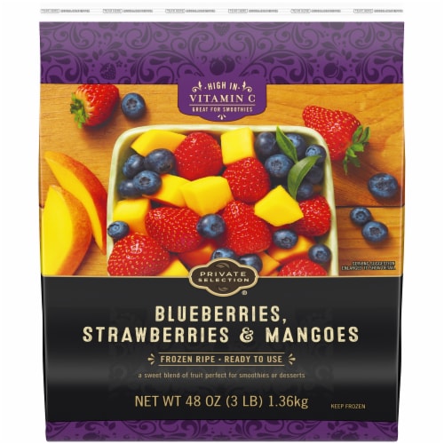 Private Selection® Blueberries Strawberries & Mangoes Frozen Fruit Perspective: front