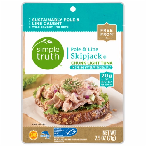 Simple Truth™ Pole & Line Skipjack Chunk Light Tuna in Spring Water with Sea Salt Pouch Perspective: front
