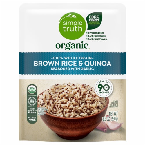 Simple Truth Organic™ 90 Second Garlic Flavored 100% Whole Grain Brown Rice & Quinoa Perspective: front