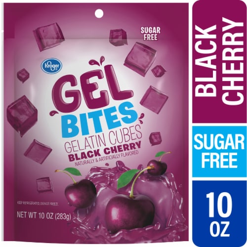 Kroger® Gel Bites Sugar Free Black Cherry Gelatin Cubes Perspective: front