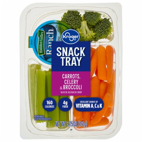 Kroger® Carrots Celery Broccoli & Ranch Dip Snack Tray Perspective: front