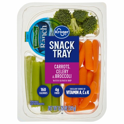 Kroger® Carrots Celery And Broccoli Snack Tray With Ranch Dip Perspective: front