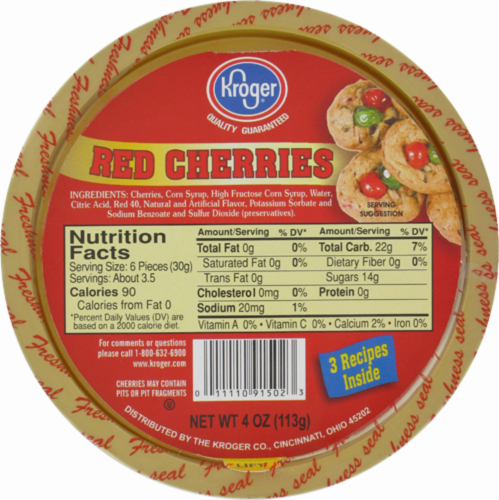 Kroger® Glace Red Cherries Perspective: front