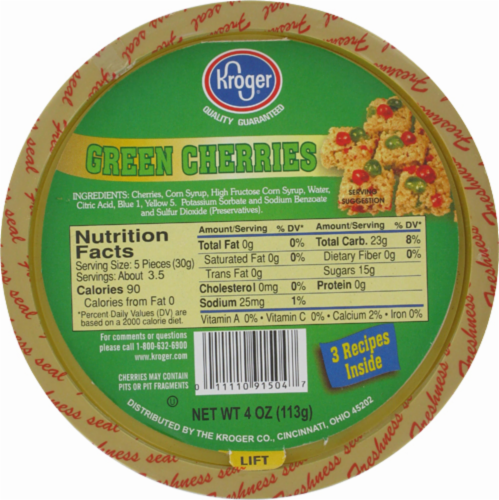 Kroger® Glace Green Cherries Perspective: front