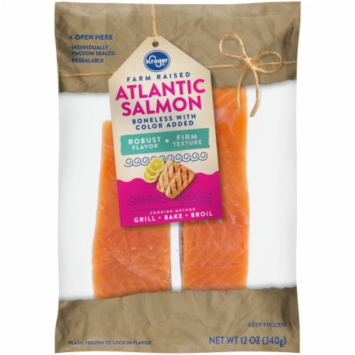 Kroger® Frozen Farm Raised Boneless Frozen Atlantic Salmon Perspective: front