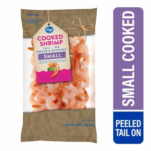 Kroger® Small Shrimp Cooked Peeled & Deveined Tail On Perspective: front