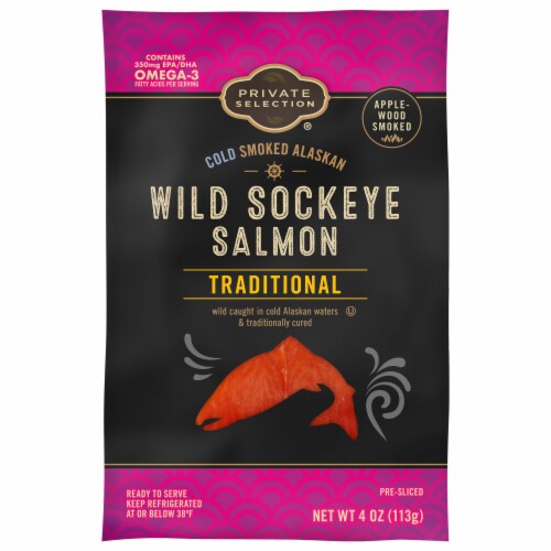 Private Selection® Wild Caught Alaskan Sockeye Salmon Pre-Sliced Cold Smoked Traditional Perspective: front