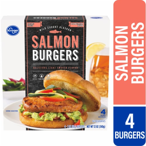 Kroger® Wild Caught Alaskan Salmon Burgers Frozen Perspective: front