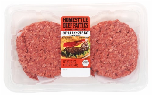 Homestyle Beef Patties 80% Lean Perspective: front
