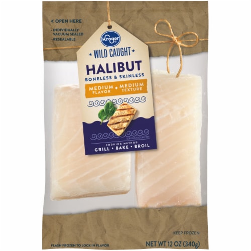 Kroger® Wild Caught Boneless & Skinless Frozen Halibut Fillets Perspective: front