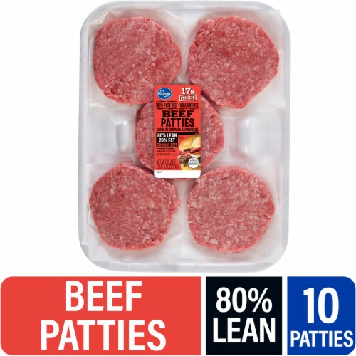 Kroger® Lean Ground Beef Chuck 80/20 Homestyle Hamburger Patties Perspective: front