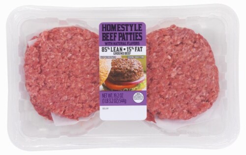 Homestyle 85% Lean Ground Beef Patties Perspective: front