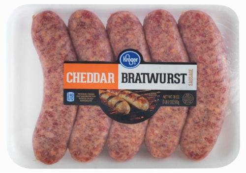 Kroger Brats Cheddar Bratwurst Perspective: front