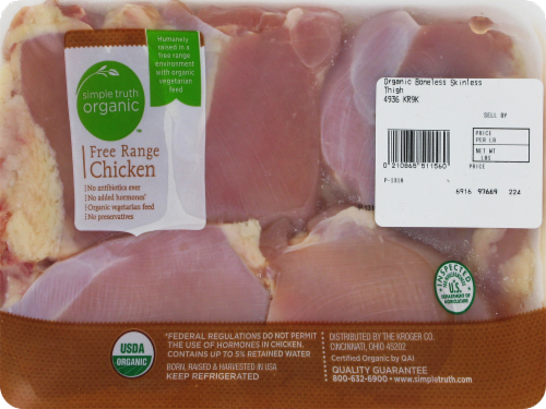 Simple Truth Organic™ Boneless Skinless Fresh Chicken Thighs Perspective: front