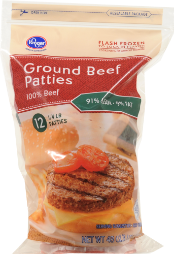 Kroger® Ground Beef Patties 91% Lean Perspective: front