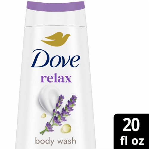 Dove Body Wash for 24hr Lotion-Soft Skin Relax Lavender Oil & Chamomile Moisturizing Skin Cleanser Perspective: front