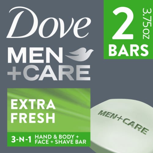 Dove Men+Care Extra Fresh 3 in 1 Cleanser for Body Face and Shaving Bar Soap,  2 ct / 3.75 oz - Fry's Food Stores