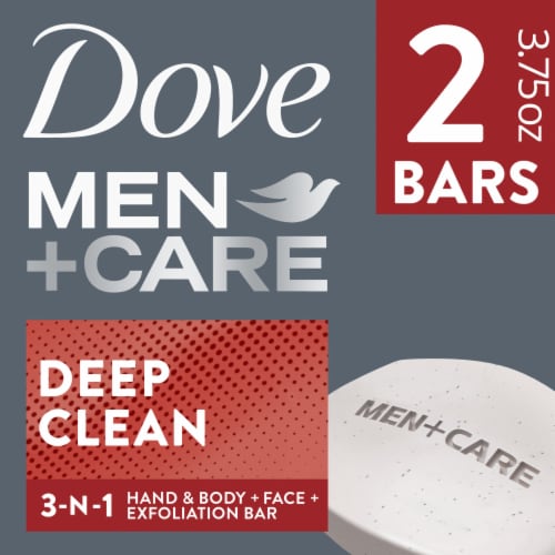 Dove Men + Care Deep Clean Body + Face Bar Soap Perspective: front