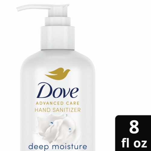 Dove Advanced Care Smooth Skin Deep Moisture Hand Sanitizer Perspective: front