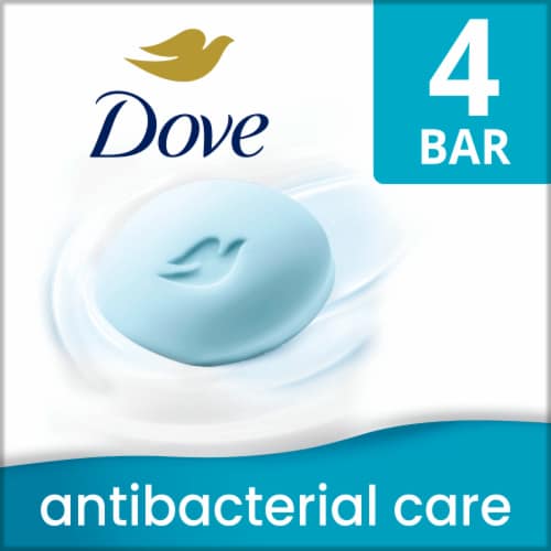 Dove Beauty Bar Soap For Clean, Moisturized Skin Antibacterial Care Removes 99% Bacteria Perspective: front
