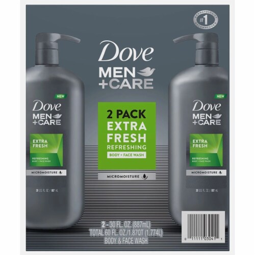 Dove Men+Care Body and Face Wash Extra Fresh, 30 Fluid Ounce (Pack of 2) Perspective: front