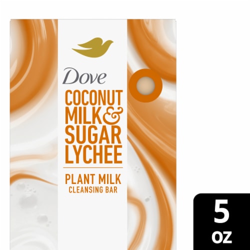 Dove Coconut Milk & Sugar Lychee Smooth Revitalizer Plant Milk Cleansing Bar Soap Perspective: front