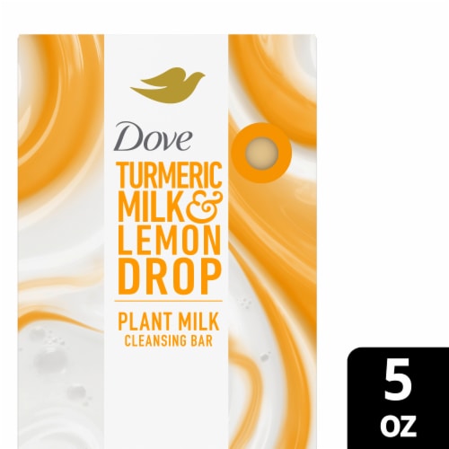 Dove Plant Milk Cleansing Bar Soap Turmeric Milk & Lemon Drop Glow Booster Perspective: front