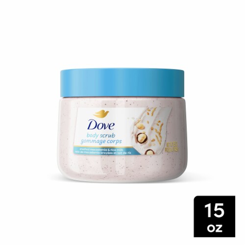 Dove Crushed Macadamia & Rice Milk Body Scrub Perspective: front