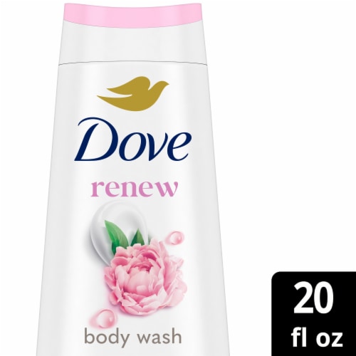 Dove Body Wash with Pump For 24hr Lotion-Soft Skin Renew Peony & Rose Oil Moisturizing Skin Cleanser Perspective: front