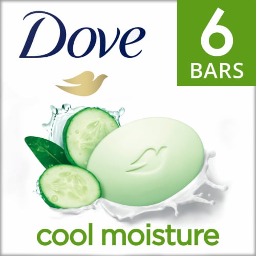 Dove Beauty Bar Soap for Cool Moisture Cucumber & Green Tea Scent Leaves Skin Refreshed Perspective: front
