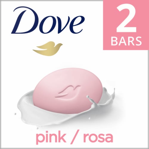 Dove Pink 2 Count Beauty Bar Soap Gentle Moisturizing Cream Skin Cleanser Perspective: front
