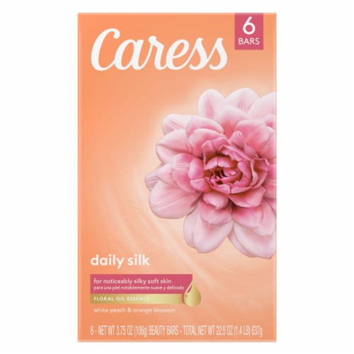 Caress White Peach & Orange Blossom Daily Silk Beauty Bars Perspective: front