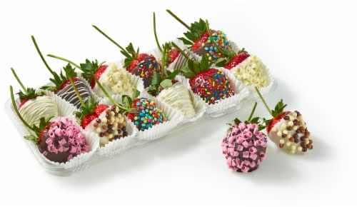 Bakery Fresh Hand Picked Dipped Chocolate Strawberries Perspective: front