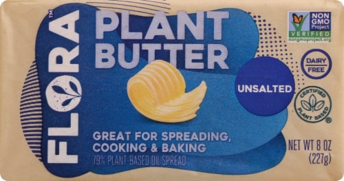Flora Unsalted Plant Based Butter Brick Perspective: front