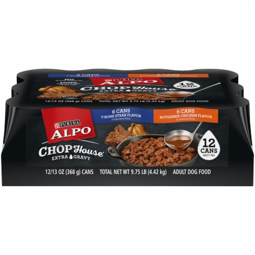 Purina Alpo Chop House Steak and Chicken in Gourmet Gravy Wet Adult Dog Food Variety Pack 12 ct 13 oz Foods Co