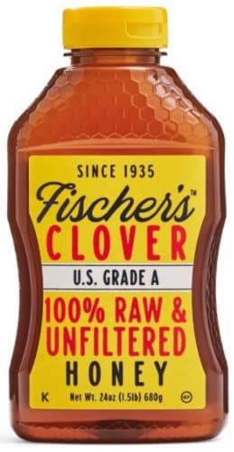 Fischer™ Clover U.S. Grade A 100% Raw & Unfiltered Honey Perspective: front